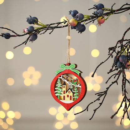 Creative Led Light Christmas Tree Hanging Pendant Star Car Heart Wooden Ornament Home Xmas Decoration New Year Navidad Kids Gift