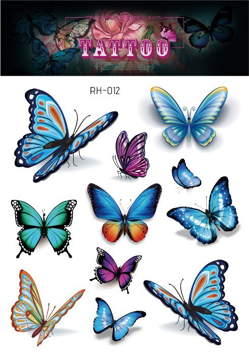 Fairy Butterfly Wings Shiny Tattoo Sticker Waterproof Eyes Face Hand Body Art Fake Tattoos Women Makeup Dance Music Festival