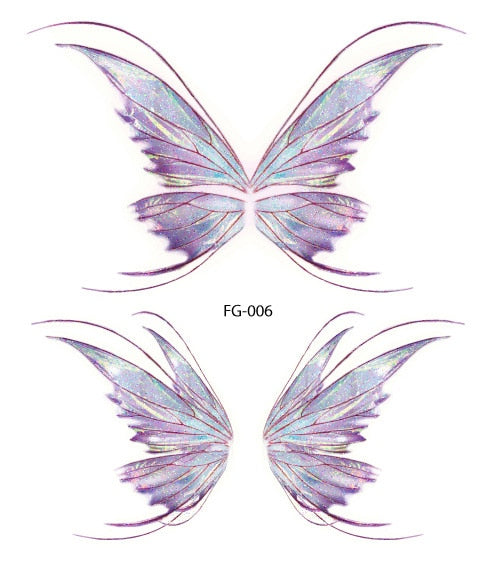 Fairy Butterfly Wings Shiny Tattoo Sticker Waterproof Eyes Face Hand Body Art Fake Tattoos For Women Makeup Dance Music Festival