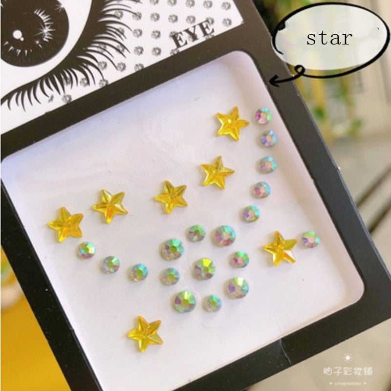 3D Pearl Crystal Face Jewels Fashion Women Tattoo Diamond Makeup Eyeliner Eyeshadow Sticker Halloween Makeup Eyes Sticker