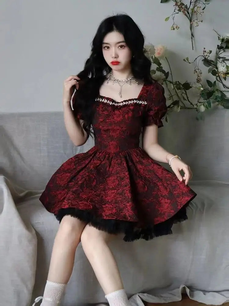 qgtao Summer Bow Kawaii Floral Dress Women Patchwork Lace Y2k Party Mini Dress Female Casual Korean Fashion Elegant Cute Dress 2023