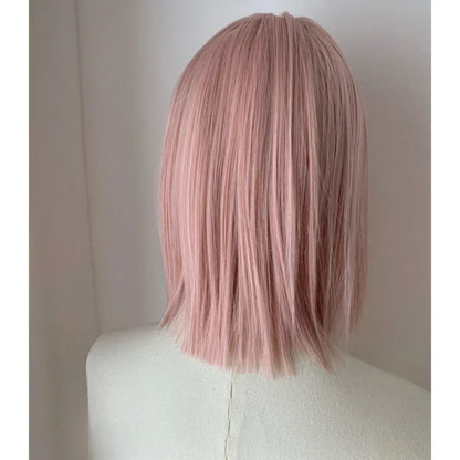 qgtao  -   Sweet Short Bob Wig for Women Lace Front Wigs Headband Summer Fresh Pink Blonde Short Hair Cosplay Pink Wig Lolita