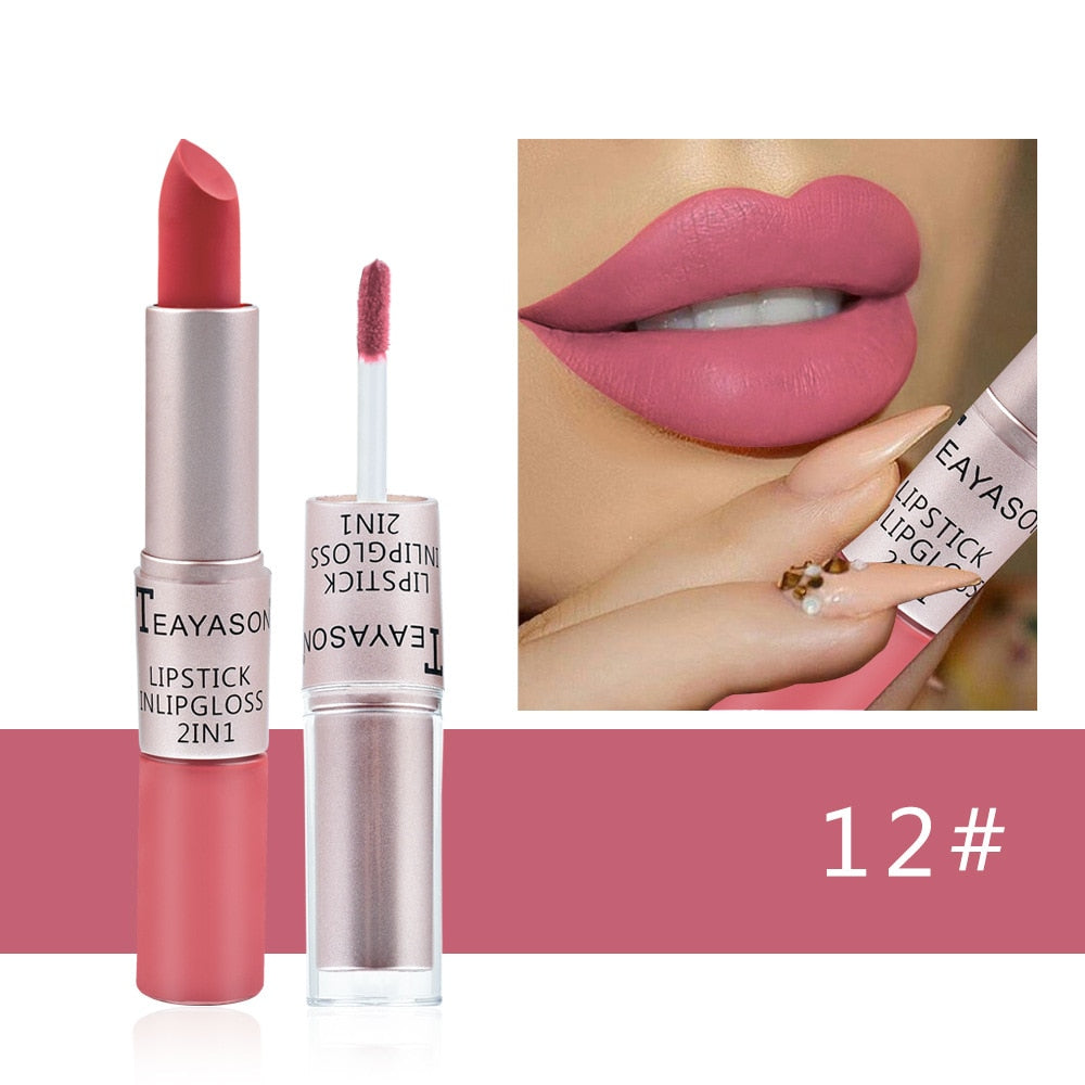 Waterproof Long Lasting Non-stick Cup Lip Gloss Makeup Red Lip Tint Lazy Lipstick Velvet Matte Sexy Red Lip-shaped Moisturizing