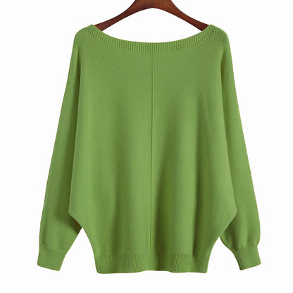 qgtao Winter 2024 Boat Neck Batwing Sweaters Pullovers Women Casual Cashmere Sweater Plus Size Knit Jumpers Tops Pull Femme
