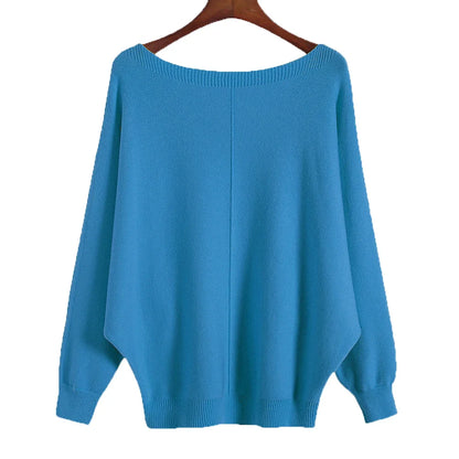 qgtao Winter 2024 Boat Neck Batwing Sweaters Pullovers Women Casual Cashmere Sweater Plus Size Knit Jumpers Tops Pull Femme