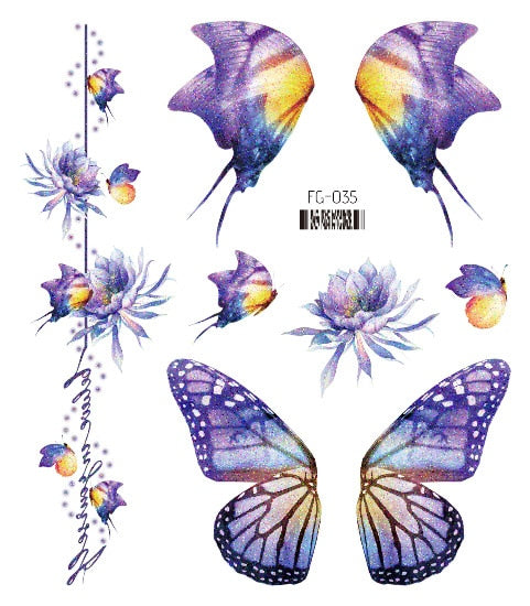 Fairy Butterfly Wings Shiny Tattoo Sticker Waterproof Eyes Face Hand Body Art Fake Tattoos For Women Makeup Dance Music Festival