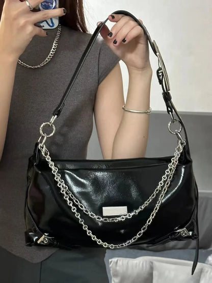 qgtao Y2k Vintage Handbags Women 2023 Hot Girls Chains Soft Chic Casual Shoulder Bag Female Retro Harajuku White Messenger Bag