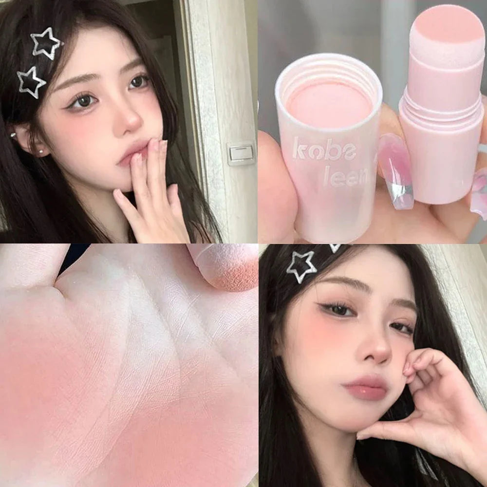 qgtao Matte Cheek Blush Stick Natural Peach Blush Eyeshadow Powder Multi-purpose Eyes&lips Blusher Face Contouring Makeup Cosmetics