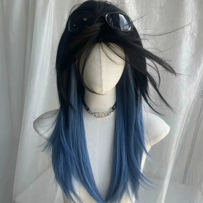 OKLULU  -  Synthetic Cosplay wigs Mullet Head Wig Natural  Long Hair Gradien High Quality wig For Men and Women Short Straight Wolf