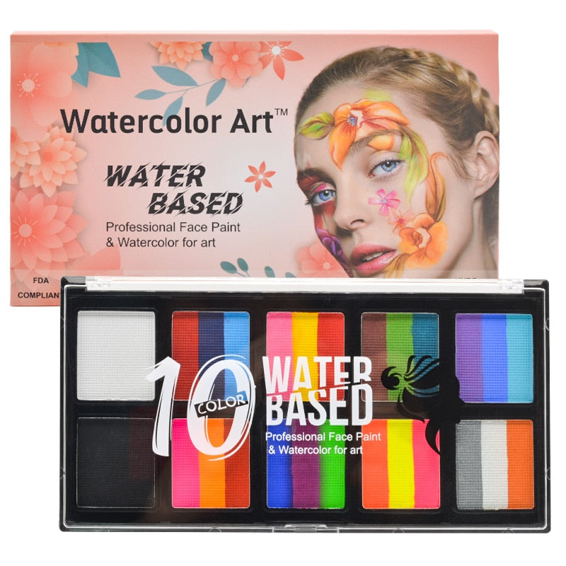 qgtao  10 Colors Face and Body Painting Water-based Oil Painting Halloween Party Makeup Beauty Tools Wholesale Body Painting Palette