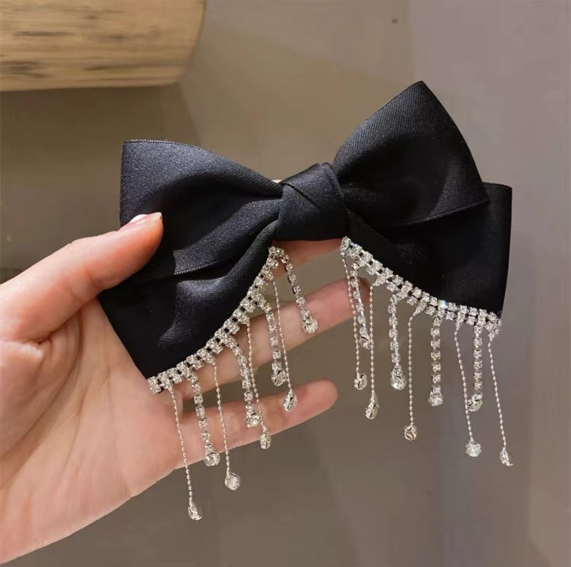 AWAYTR New Bow Pearls Chain Barrettes Hairpins For Women Rhinestone Spring Hair Clips Ribbon Headband Ponytail Hair Accessories