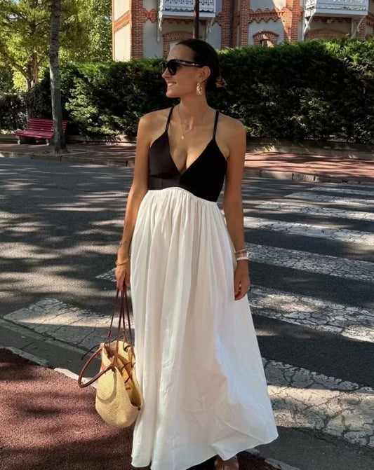 qgtao  2024 Women's Patchwork Dress Robe Dresses on Sale Clearance Sexy Costume Long Femme Elegant Fashion Summer De Soiree