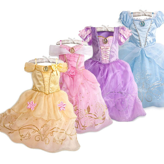 Kid Princess Dress Girl Summer Fancy Party Clothes Children Rapunzel Cinderella Belle Sleeping Beauty Christmas Carnival Costume