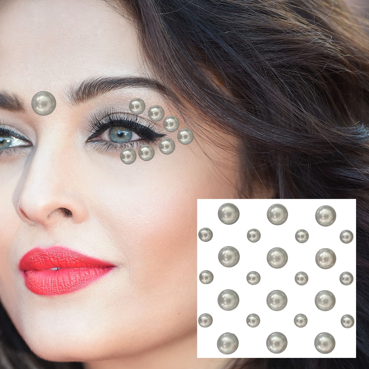 Face Jewelry Temporary Tattoos Eyes Eyeshadow Bindi Dots Crystals Gems Sticker Sparkle Pearl Tears Makeup Jewels Halloween Rave