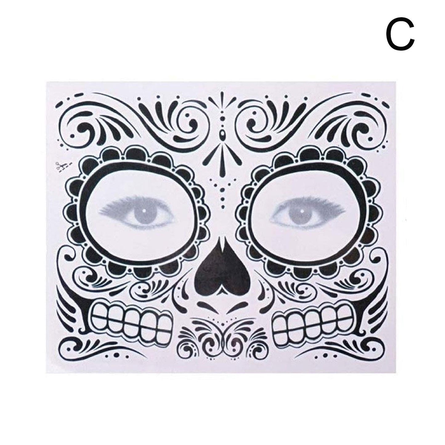 Waterproof Facial Makeup Sticker Special Face tattoo Day Of The Dead Skull Face Dress Up Halloween Temporary Tattoo Stickers