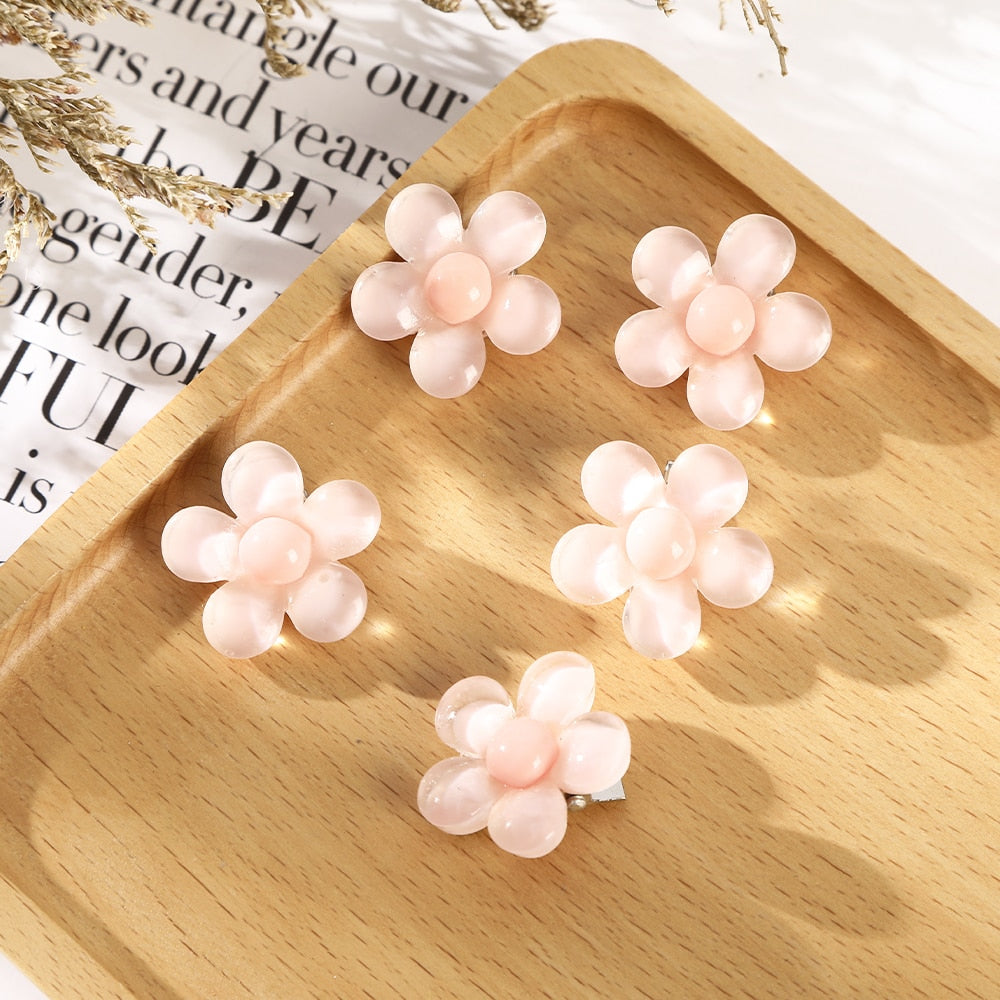 5pcs Girls Transparent Butterfly Pink Hairpin Children Fashion Heart-Shape Hair Clips Women Barrettes Headband Hair Accessories