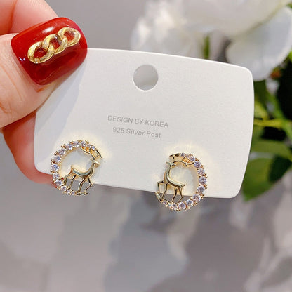 Cute Christmas Elk Dangle Earrings For Women Charm Xmas Deer Star Bowknot Round Ball Drop Earring Girls New Year Party Jewelry