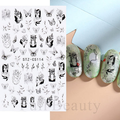 3D Christmas Sticker for Nails Cute Cartoon Sliders Snowflake Elk Xmas Tree Decal Gel Polisn Manicure Nail Art Decor SACA717-724