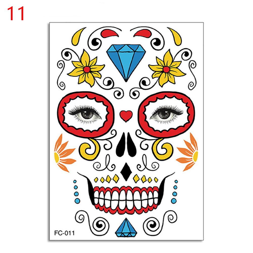 Waterproof Facial Makeup Sticker Special Face tattoo Day Of The Dead Skull Face Dress Up Halloween Temporary Tattoo Stickers