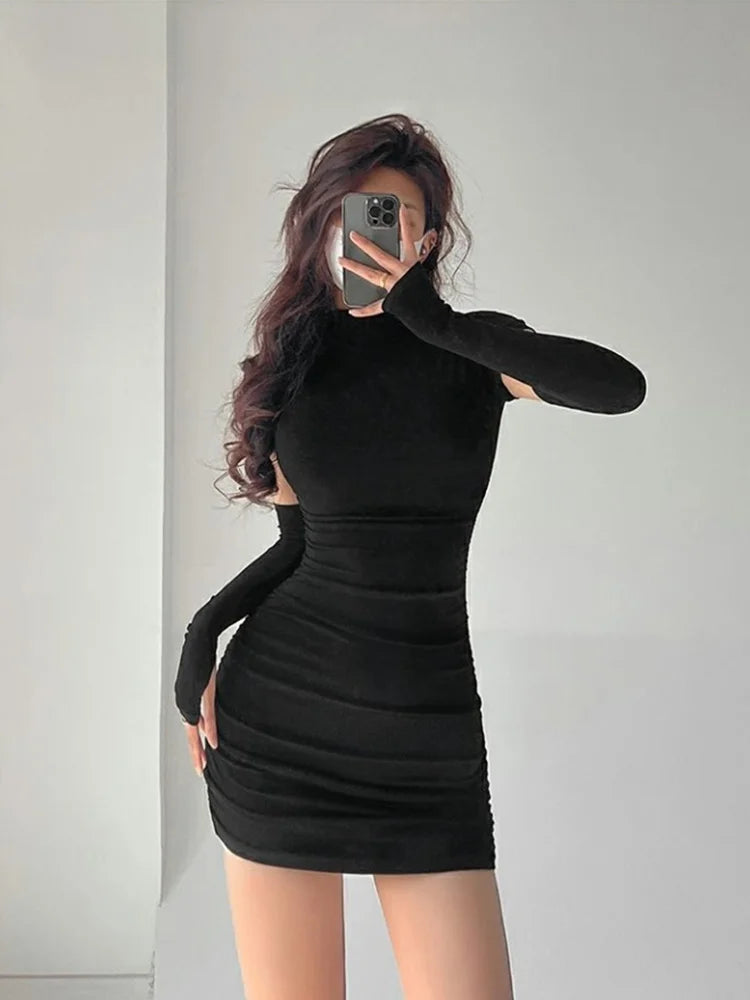 qgtao Summer Sexy Tight Hip Wrap Mini Dress With Sleeves Spicy Girls Slim Dresses Bodycon Women Vestidos Party Mujer Clothing