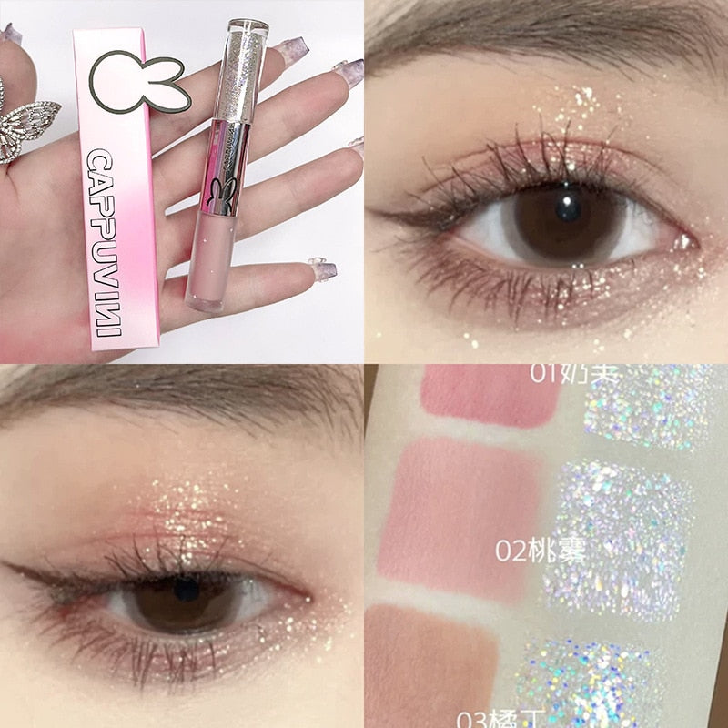 Cool Black Series Liquid Eyeshadow Stick Pearlescent Eyeliner Glitter Sequins Silkworm Pen Highlight Eye Cosmetic Shiny Makeup