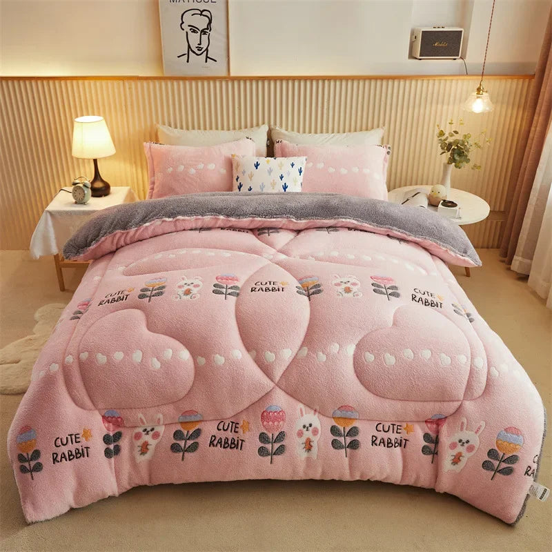 Yeknu Autumn and Winter Double Face Quilt Snow Velvet Milk Velvet Winter Quilt Thickened Quilt Core Single Double Bedding