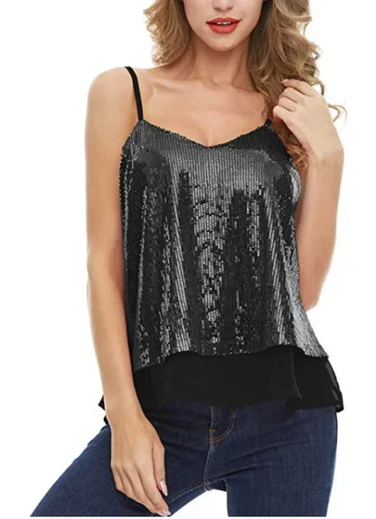 Sexy Tops Vintage Summer Tank Top Women Casual Camis Sequin Ladies Tee Streetwear Blusas Fashion y2k Club Shirt Woman Clothes