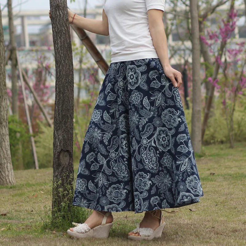 Summer Ethnic Style Cotton Linen Bohemian Streetwear Y2k Skirt Fashion Clothes Long Skirts Women Clothing Casual Vintage Elegant