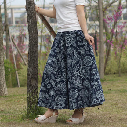 Summer Ethnic Style Cotton Linen Bohemian Streetwear Y2k Skirt Fashion Clothes Long Skirts Women Clothing Casual Vintage Elegant