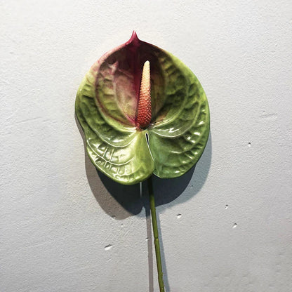 qgtao 1pc Artificial Flower Real Touch Anthurium Lotus Wedding Bride Fake Flower Plant DIY Party Christmas Home Decoration Accessories