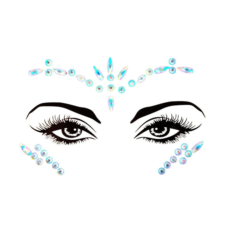 Face Festival Stickers 3D Eyebrow Diamond Temporary Tattoo Kids Show Makeup Halloween Party DIY Face Jewelry Tattoo Decoration