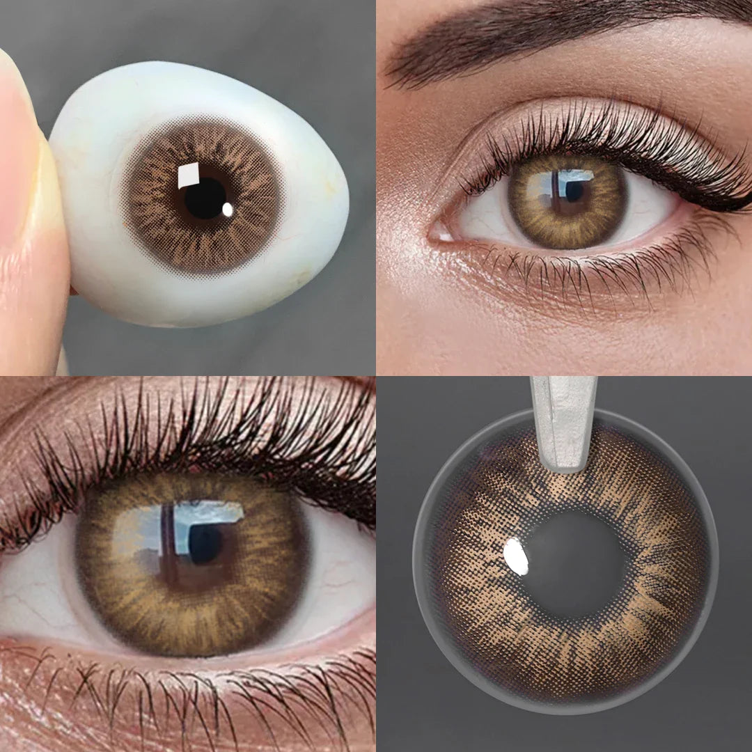 qgtao （0~-6.00）Natural Colored Contact Lenses with Prescription Myopia Lenses with Degree Brown Lenses Gray Pupils