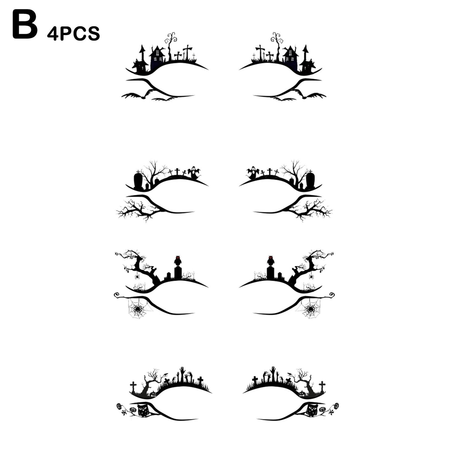 4pc/Set Eye Shadow Tattoo Temporary Tattoos Sticker Women Halloween Party Eye Makeup Stickers Face Waterproof Fake Tatto Eye Art