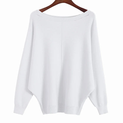 qgtao Winter 2024 Boat Neck Batwing Sweaters Pullovers Women Casual Cashmere Sweater Plus Size Knit Jumpers Tops Pull Femme