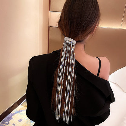 New Full Rhinestone Headband for Hair Women Long Tassel Crystal Headband Hair Accessories Wedding Accessories Hair Jewelry