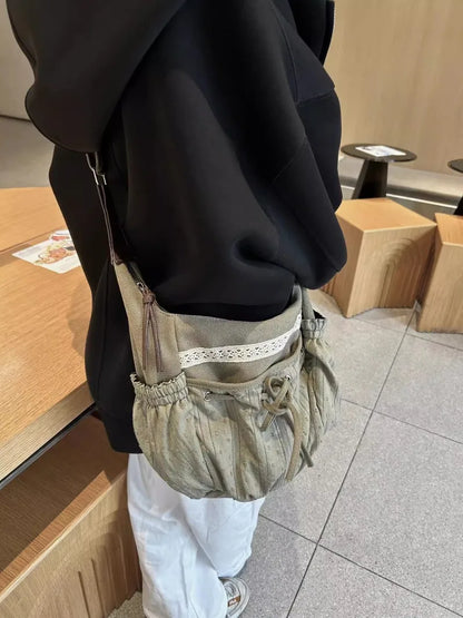 qgtao  Vintage Crossbody Bags for Women Korean Style Fashion Canvas Tote Bag Versatile Casual Large Capacity Shoulder Bag