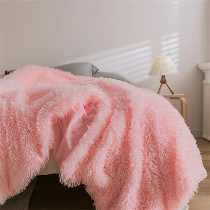 Yeknu Double Side Fluffy Blanket Soft Bedspread Shawl Plush Blankets Portable Sofa Warm Bedding Throw Blanket Bedroom Decor Bed Cover