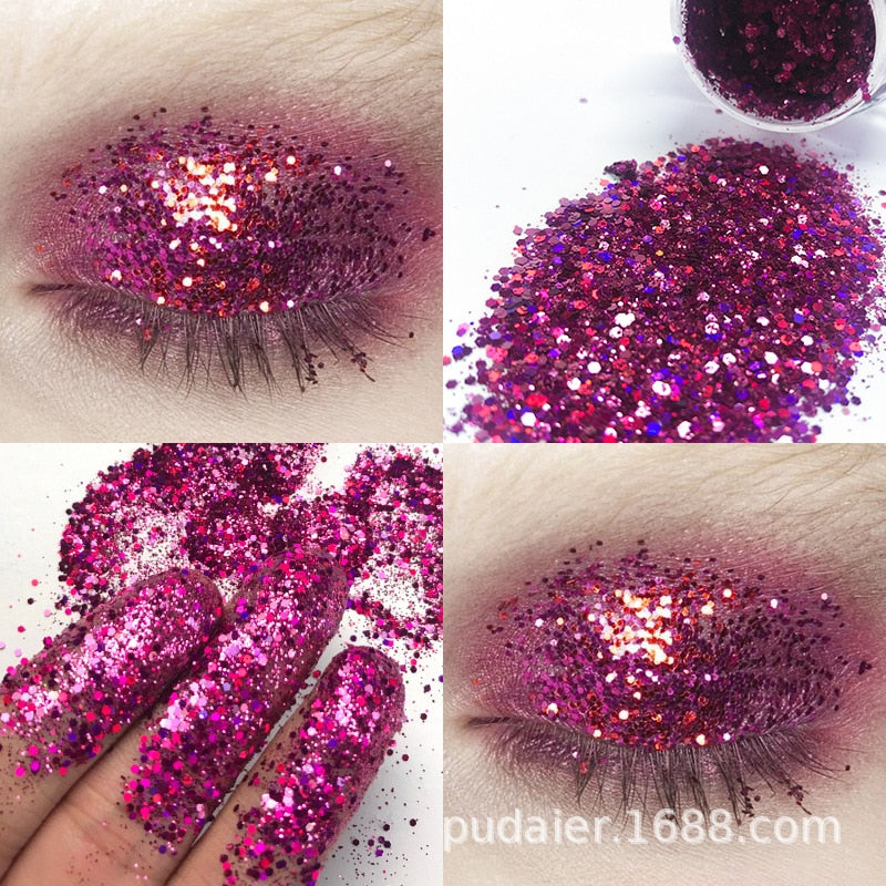 NEW 1Pc Glitter Glam Eye Sparkly Glitter Hair Shimmer Gel Flash Heart Loose Sequins Glitter Eyeshadow Party Face Body Decoration