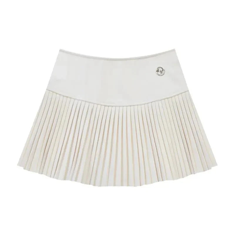 qgtao Fashion Woolen Pleated Skirts Women Korean Chic Sexy High Waist A-Line Skirts Y2K Summer Solid Preppy All Match Mini Skirts