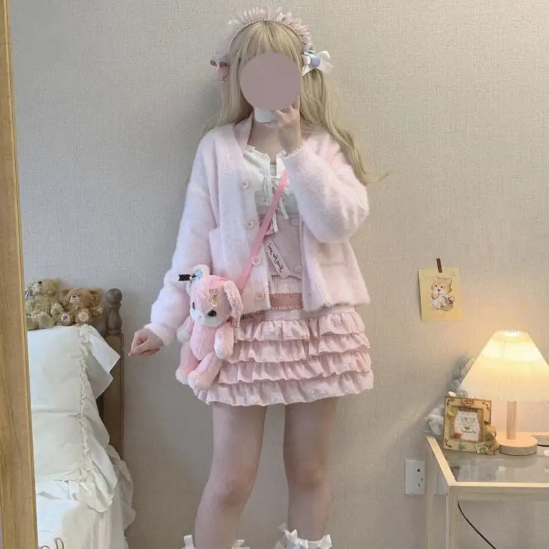 qgtao Kawaii Tiered Mesh Ruffle A-line Skirt Low Waist Lolita Style Mini Skirts Y2K Soft Girl Dollcore Skirts Japanese Style Bottom