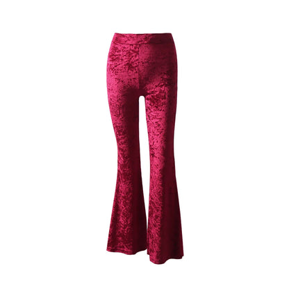 Wide Leg Pants Women Korean Fashion Vintage High Waist Flare Pants Pantalones de Mujer Gold Velvet Trousers Pleuche