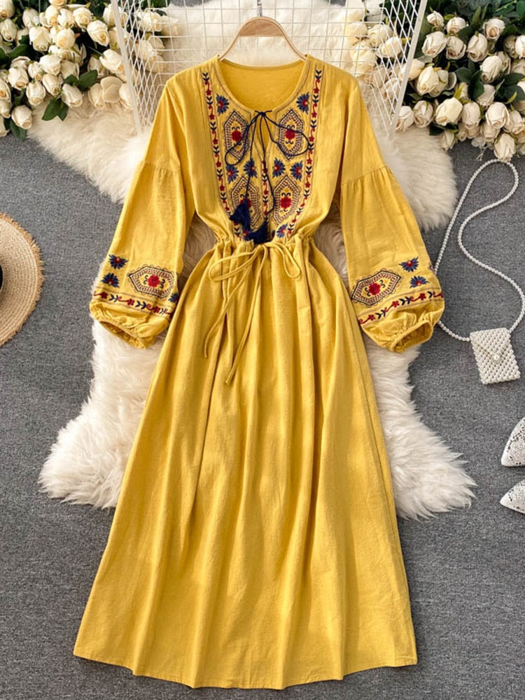 Boho embroidered long dress