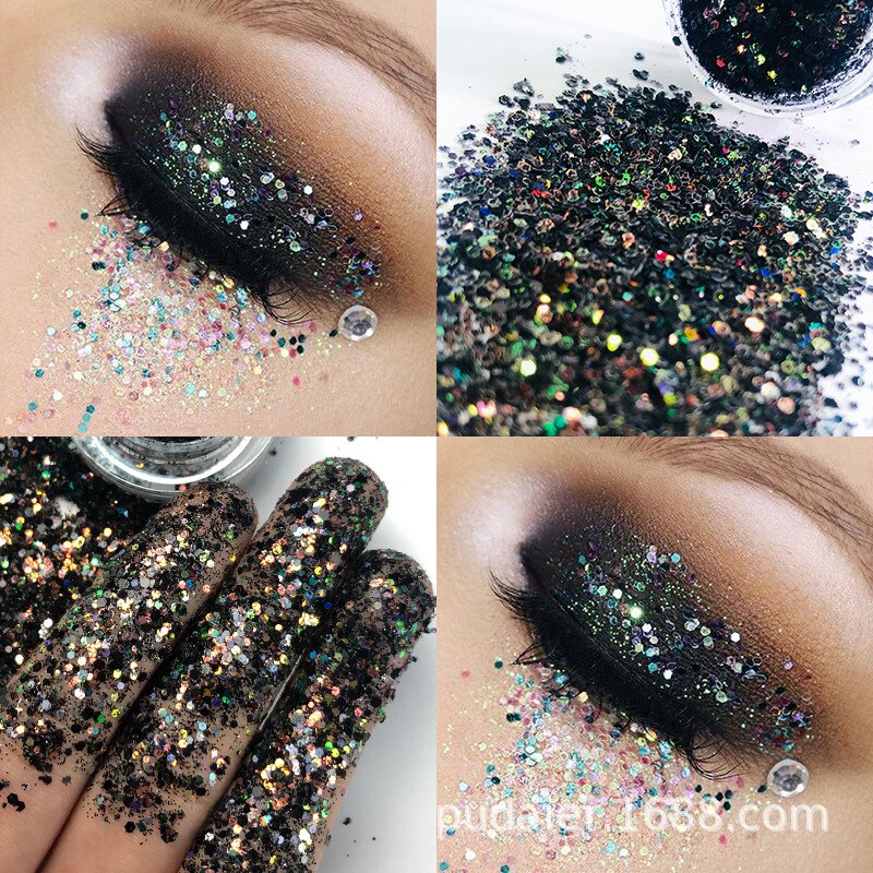 NEW 1Pc Glitter Glam Eye Sparkly Glitter Hair Shimmer Gel Flash Heart Loose Sequins Glitter Eyeshadow Party Face Body Decoration