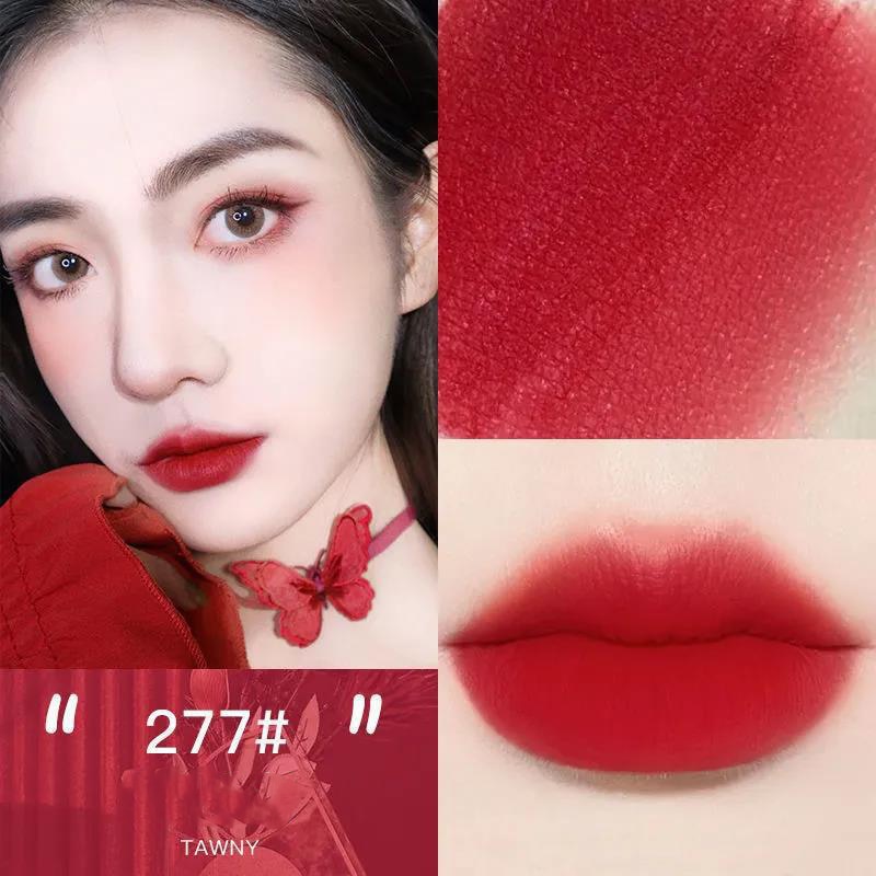 qgtao  4 Colors Velvet Matte Lip Gloss Waterproof Not Fading Red Liquid Lipsticks Non-stick Cup Pigment Lip Tint Women Makeup Cosmetic