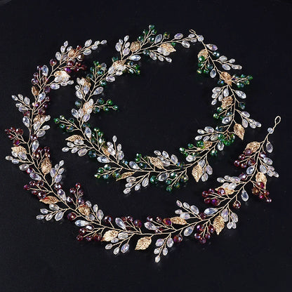 qgtao  -  Gold Alloy Crystal Bead Flower Headband Hair Accessories Tiaras Bridal Headwear Wedding Hair Jewelry Party Prom Headpiece