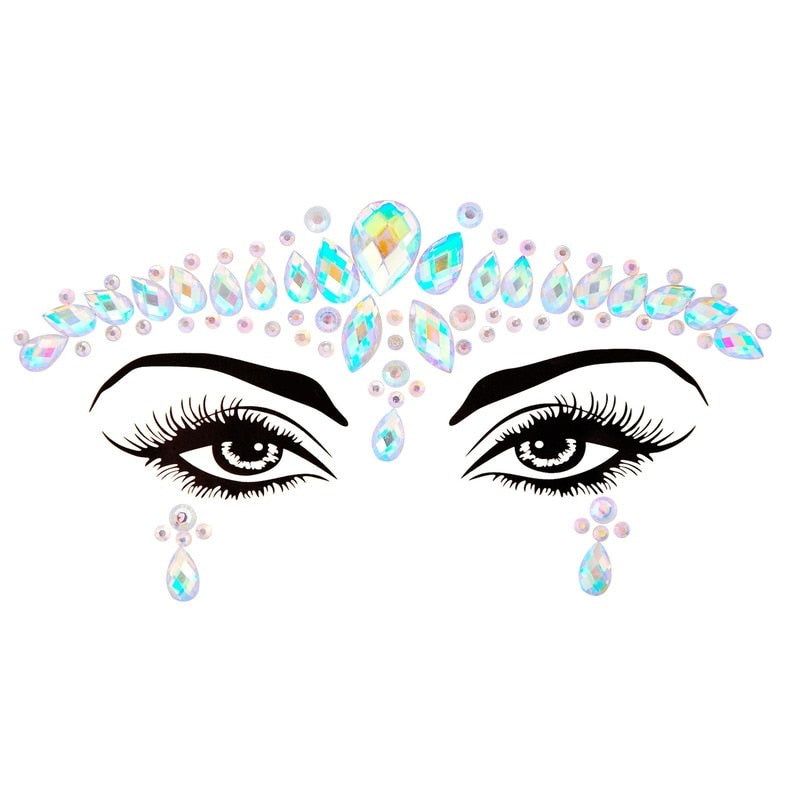 Face Festival Stickers 3D Eyebrow Diamond Temporary Tattoo Kids Show Makeup Halloween Party DIY Face Jewelry Tattoo Decoration