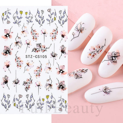 3D Christmas Sticker for Nails Cute Cartoon Sliders Snowflake Elk Xmas Tree Decal Gel Polisn Manicure Nail Art Decor SACA717-724