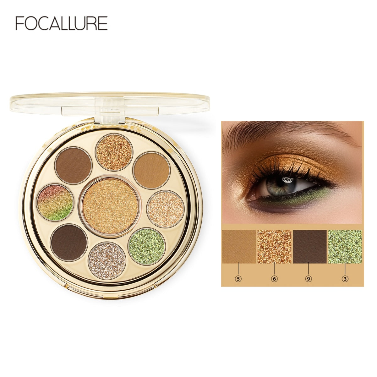 9 Colors Glitter Eyeshadow Palette Waterproof Long-lasting Shiny Shimmer Powder Eye Makeup Cosmetics