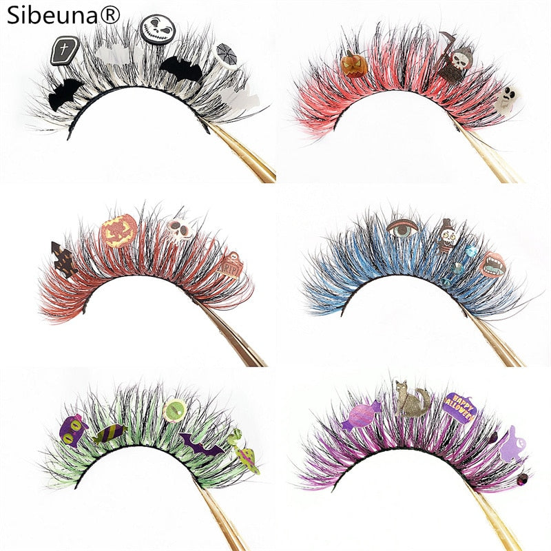 qgtao  NEW Glitter Color Diamond 3D Artistic Curl Fake Eyelashe Reusable Volume Lashes Extension MakeUp Tool For Halloween DIY Party