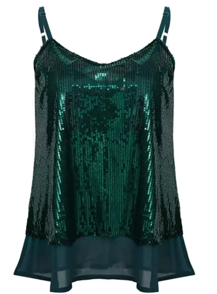 Sexy Tops Vintage Summer Tank Top Women Casual Camis Sequin Ladies Tee Streetwear Blusas Fashion y2k Club Shirt Woman Clothes